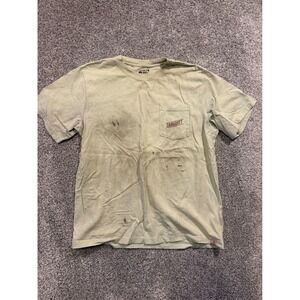 Carhartt Olive Green Graphic T-Shirt XL Pocket Front Logo Back Print Workwear *